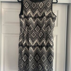 J. Crew Black and White Sheath Midi Dress